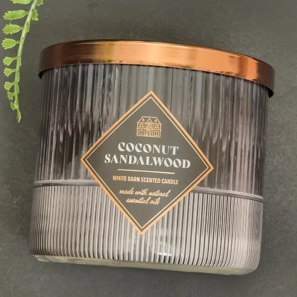 BBW Coconut Sandalwood White Barn Bath & Body Works 3 Wick Candle - Picture 5 of 10